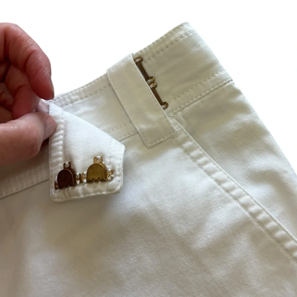 Tory Burch White Cotton Bermuda Shorts Sz 8 Stretch Classic Preppy Golf - Picture 5 of 10